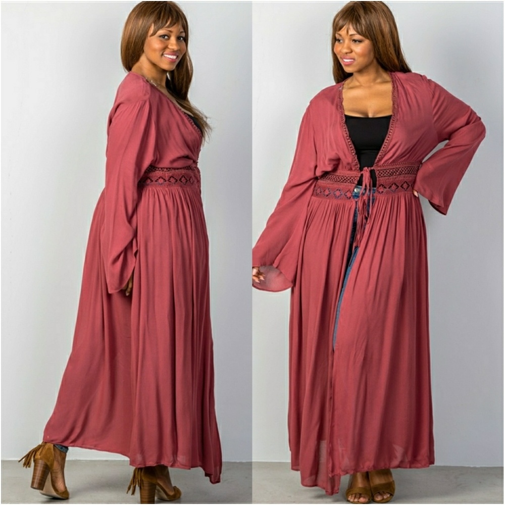 NEW PLUS SIZE CROCHET KIMONO COVERUP - Picture 2 of 3